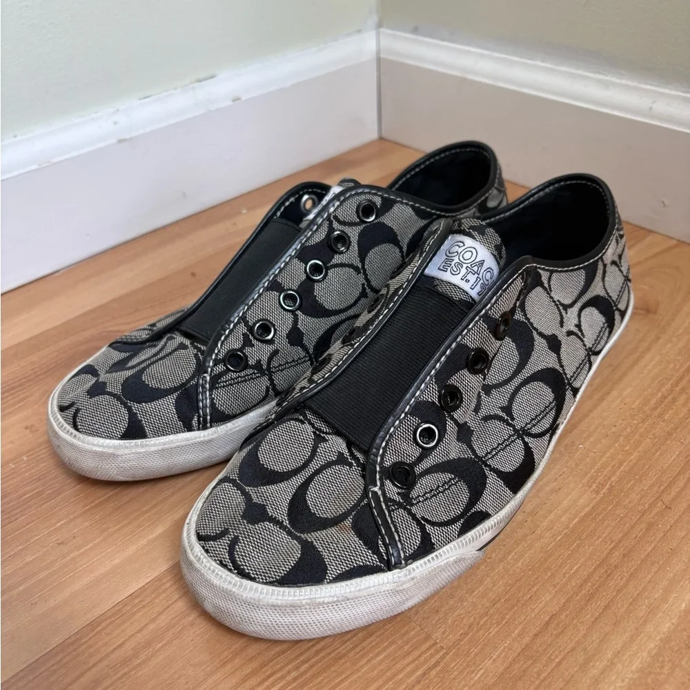 Coach Bev Monogram Signature Logo Slip On Sneakers - Picture 1 of 14